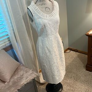 Antonio Melani cream pearl pleated evening wedding special Occasion dress 4